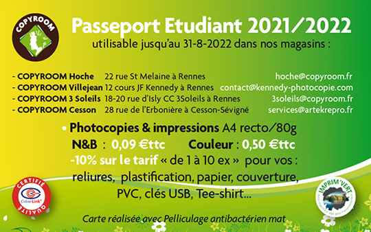 Abonnement Copyroom « Passeport Étudiant »
