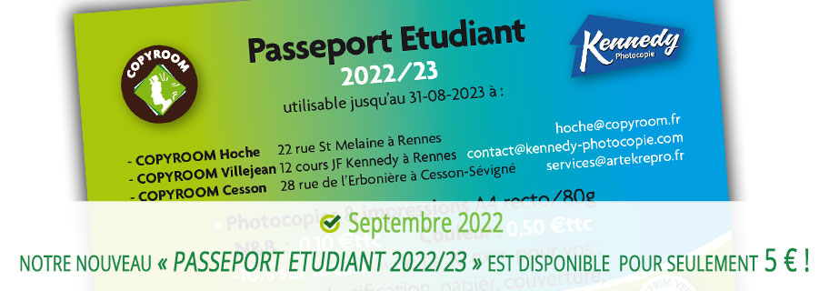 Le « Passeport Etudiant 2022/23 » est disponible depuis le 1er septembre !