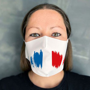 Masque en tissu imprimé « Bleu-Blanc-Rouge » par RapidoPub !